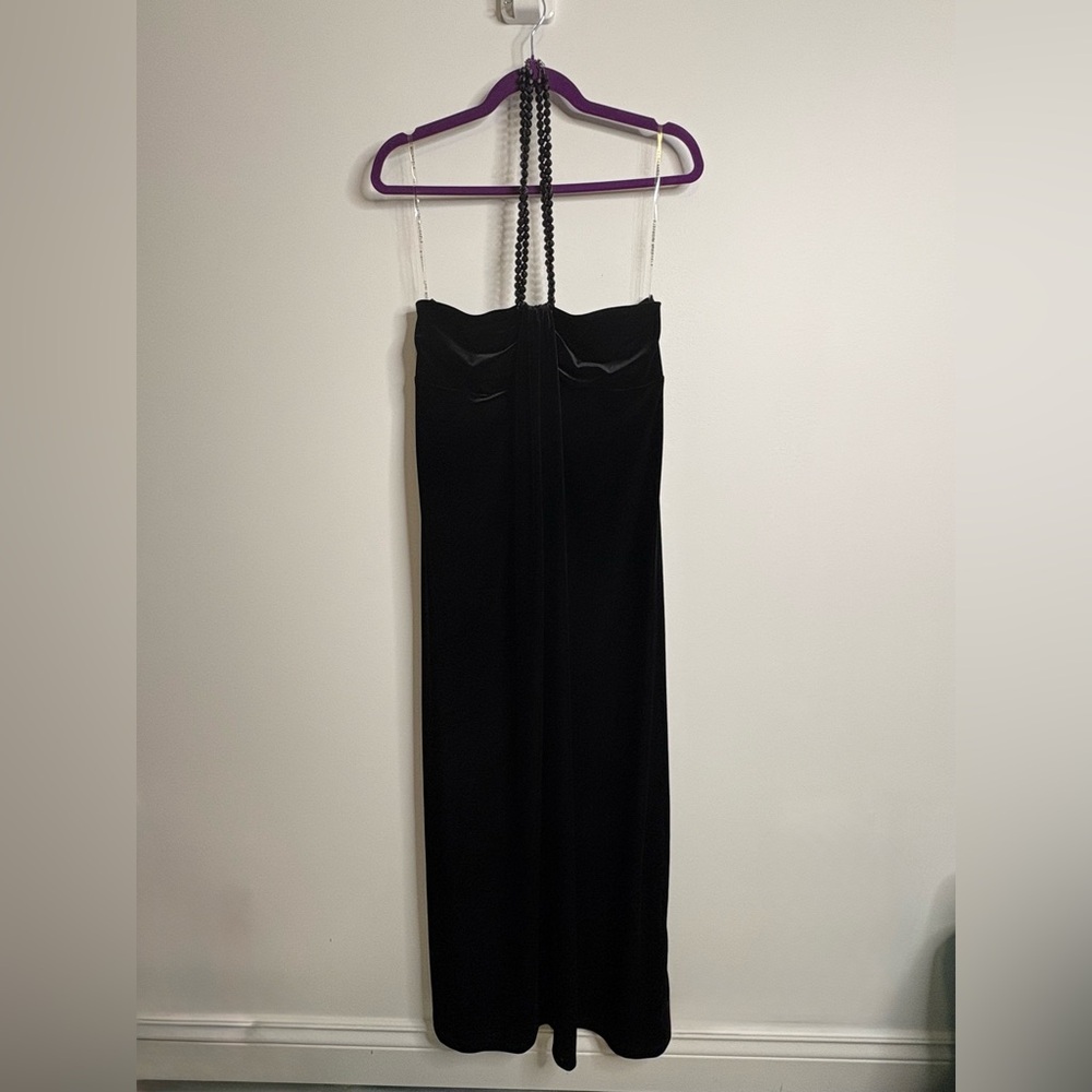 Lori M Collection Elegant Black Velvet Strapless Dress Size M